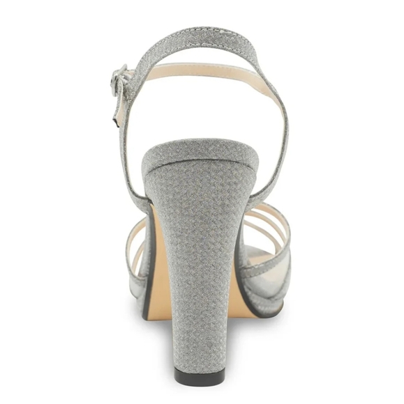 Benjamin Walk NWT Anya Silver Glitter Platform Heeled Sandal Size 7M - Picture 4 of 11